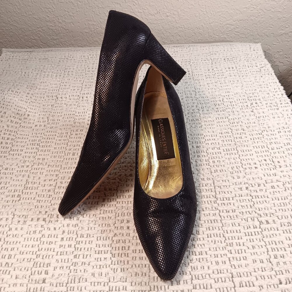 Classiques Entier Nordstrom vtg women's leather Made Italy textured pump sz 9.5